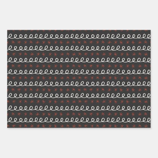 赤白黒ヒイラギの実ヤドリギのクリスマス ラッピングペーパーシート (正面3)