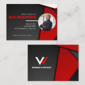 赤白黒ビジネモダンスカード 名刺 (正面/裏面)