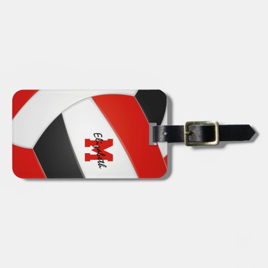 赤白黒モノグラムのバレーラゲッジタグ ラゲッジタグ (正面横)