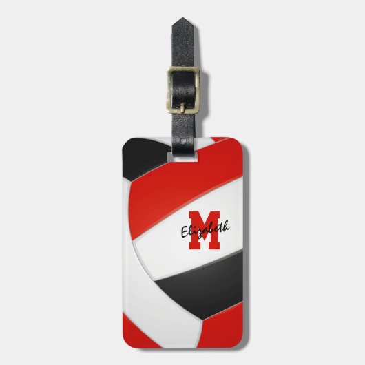 赤白黒モノグラムのバレーラゲッジタグ ラゲッジタグ (正面縦)