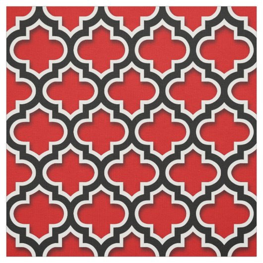 赤白黒モロッコクローバーパターン#5DS ファブリック (見本)