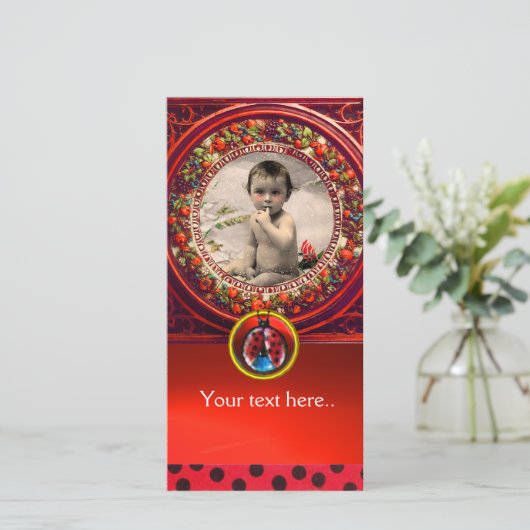 赤白黒ラディバグ赤ちゃんシャワー写真テンプレート (スタンド正面)