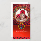 赤白黒ラディバグ赤ちゃんシャワー写真テンプレート (正面/裏面)