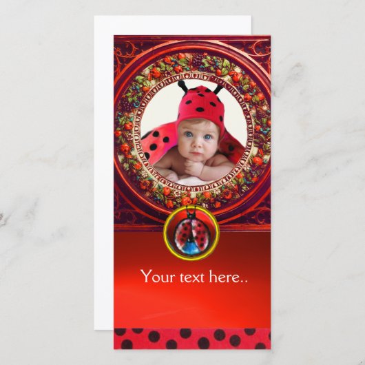 赤白黒ラディバグ赤ちゃんシャワー写真テンプレート (正面/裏面)