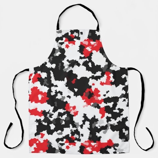 赤白黒不規則抽象デザイン エプロン (正面)