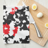 赤白黒不規則抽象デザイン キッチンタオル (四つ折り)