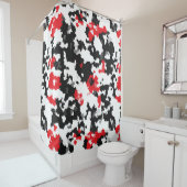 赤白黒不規則抽象デザイン シャワーカーテン (インサイチュ)