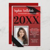 赤白黒卒業発表パーティー 招待状 (正面/裏面)