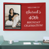 赤白黒女子40歳の誕生日フォトバナー 横断幕 (トレードショー)