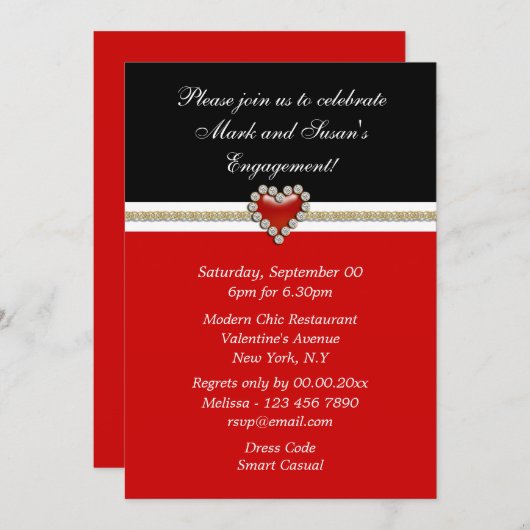 赤白黒婚約の個人設定 招待状 (正面/裏面)