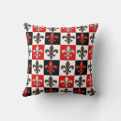 赤白黒市松模様にフルーアデリスデザイン クッション (裏面)