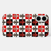 赤白黒市松模様にフルーアデリスデザイン Case-Mate iPhoneケース (裏面 (横))
