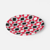 赤白黒幾何菱形ダイヤモンド ペーパープレート (アングル)