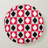 赤白黒幾何菱形ダイヤモンド ラウンドクッション (裏面)