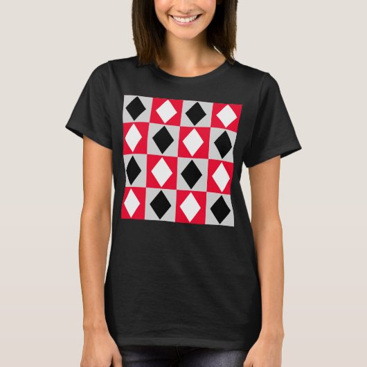 赤白黒幾何菱形ダイヤモンド Tシャツ (正面)