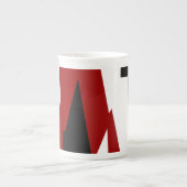 赤白黒抽象芸術 ボーンチャイナマグカップ (正面)