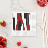 赤白黒抽象芸術 縁ありカクテルナプキン (インサイチュ)