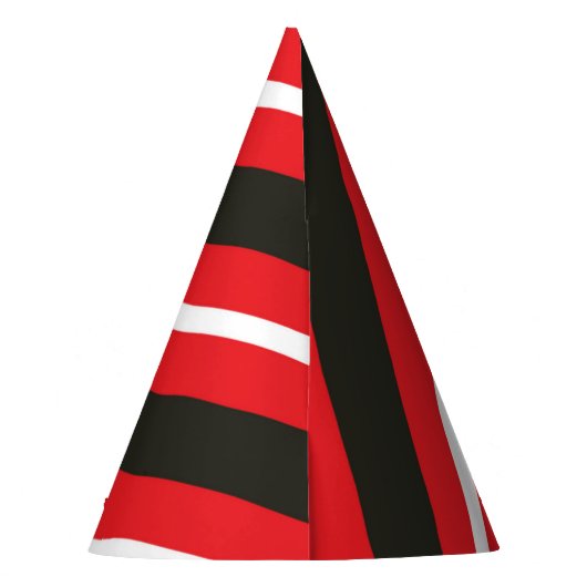 赤白黒斜線幾何ストライプ パーティーハット (裏面)