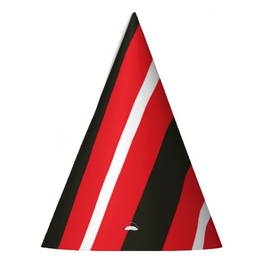 赤白黒斜線幾何ストライプ パーティーハット (左)