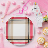 赤白黒格子縞 ペーパープレート (パーティー)