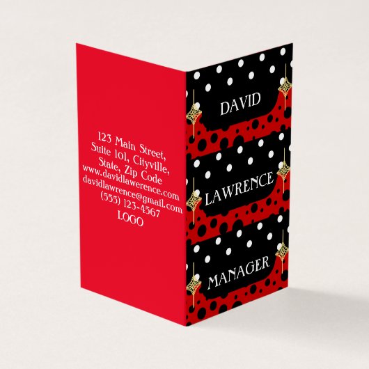 赤白黒水玉模様モダントレンディー管理者 名刺 (外部)