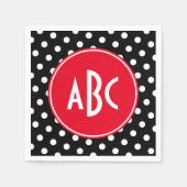 赤白黒水玉模様モノグラム スタンダードカクテルナプキン (正面)