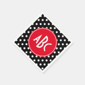 赤白黒水玉模様モノグラム スタンダードカクテルナプキン (角)