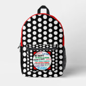 赤白黒水玉模様 やる気を起こさせる プリントバックパック (正面)