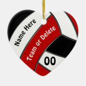 赤白黒番バレーボールパーソナライズされたオーナメント セラミックオーナメント (正面)