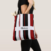 赤白黒縦ストライプ書き |個人用設定 トートバッグ (クローズアップ)