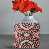 赤白黒複合モザイク幾何学模様 タイル