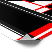 赤白黒複合幾何学抽象デザイン ポスター (角)