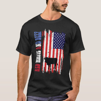 赤白・牛肉ヴィンテージ米国国旗GF 7月4日 Tシャツ