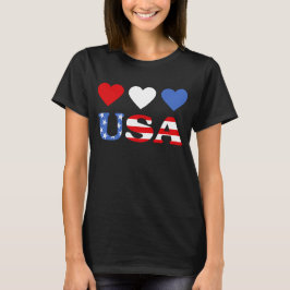 赤白・青ハートUSA国旗 Tシャツ