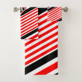 赤白・黒ストライプイニシャル バスタオルセット (インサイチュ)