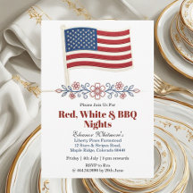 赤白BBQナイトのアメリカ国旗フラワーモチーフ 7月4日