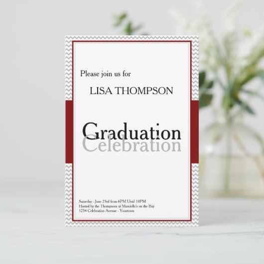 赤盤卒業お祝い招待状カード 招待状 (スタンド正面)
