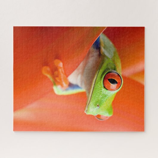 赤目のツリーカエル閉じるジグソーパズル ジグソーパズル (横)