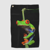 赤目の木絵を描のカエル ゴルフタオル (正面)