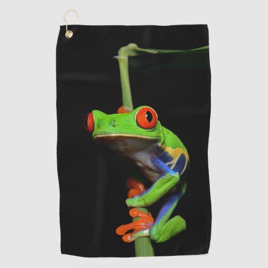 赤目の木絵を描のカエル ゴルフタオル (正面)
