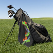 赤目の木絵を描のカエル ゴルフタオル (グリーン)