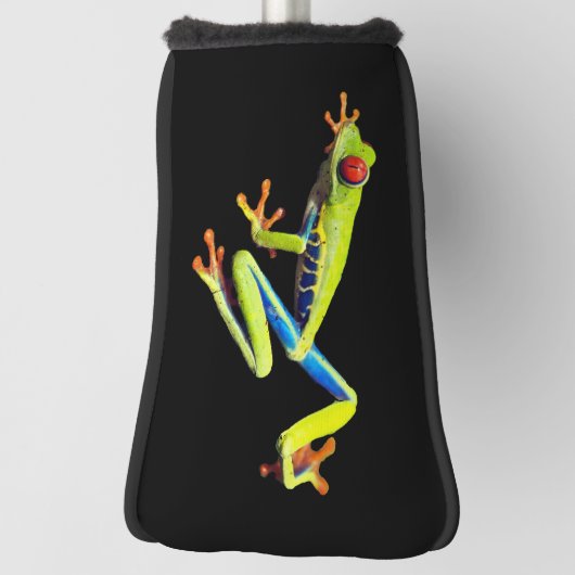 赤目の木絵を描のカエル ゴルフヘッドカバー (回転90)