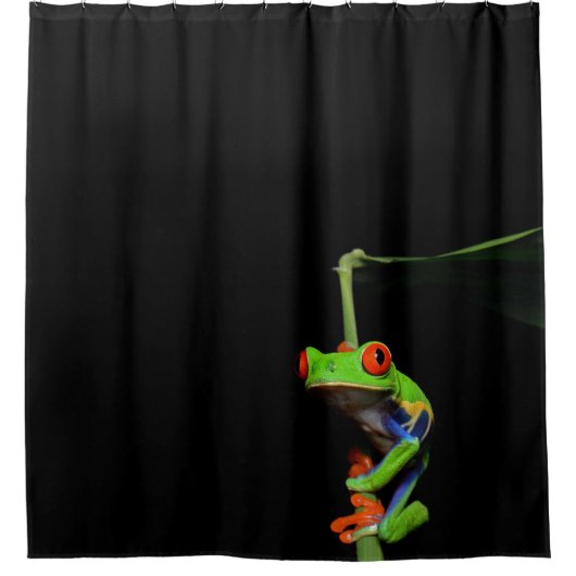赤目の木絵を描のカエル シャワーカーテン (正面)