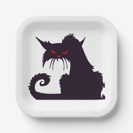 赤目の黒猫のエビザイル ペーパープレート (正面)