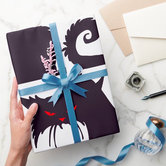 赤目の黒猫のエビザイル ラッピングペーパー
