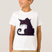 赤目の黒猫のエビザイル Tシャツ (正面)