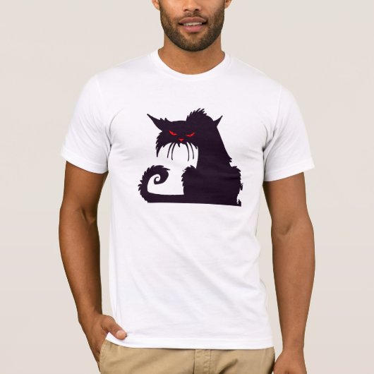 赤目の黒猫のエビザイル Tシャツ (正面)
