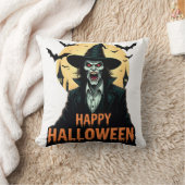 赤目付きハロウィーンホラー魔女 クッション (ブランケット)