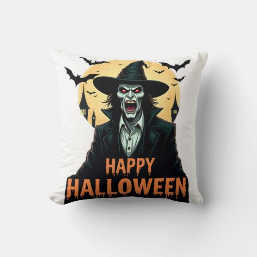 赤目付きハロウィーンホラー魔女 クッション (正面)