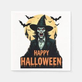 赤目付きハロウィーンホラー魔女 スタンダードカクテルナプキン